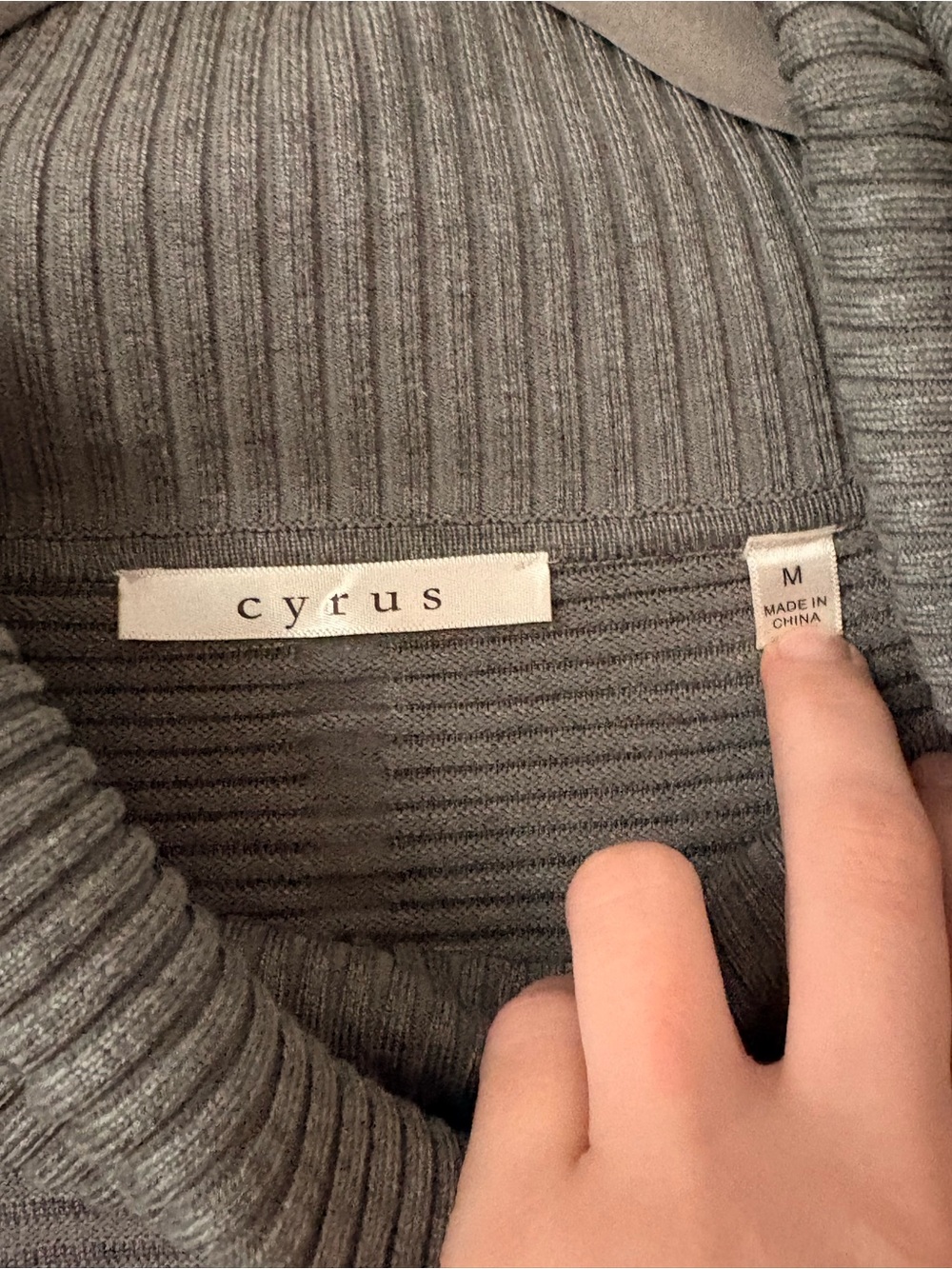 Cyrus Gray Ribbed Cowl Neck Sweater - Picture 2 of 4